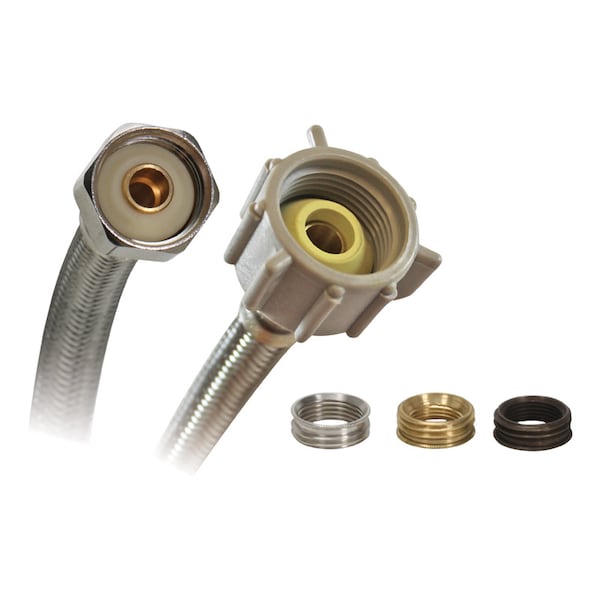 Fits-All Fluidmaster 1/2 in. Ballcock Ah X 7/8 in. D Ballcock 12 in. Braided Stainless Steel Supply Line B4T12U - main